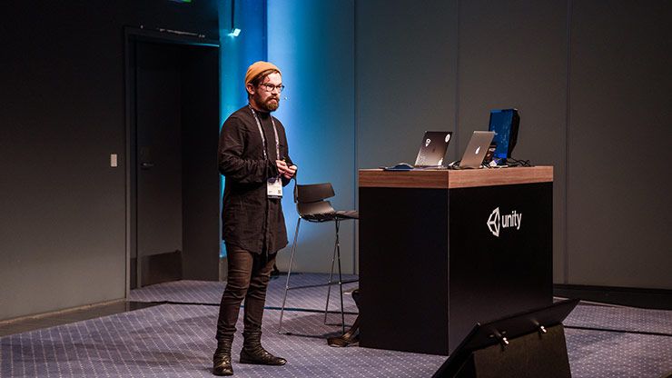 Timmy Ghiurau presenting at Unite Copenhagen