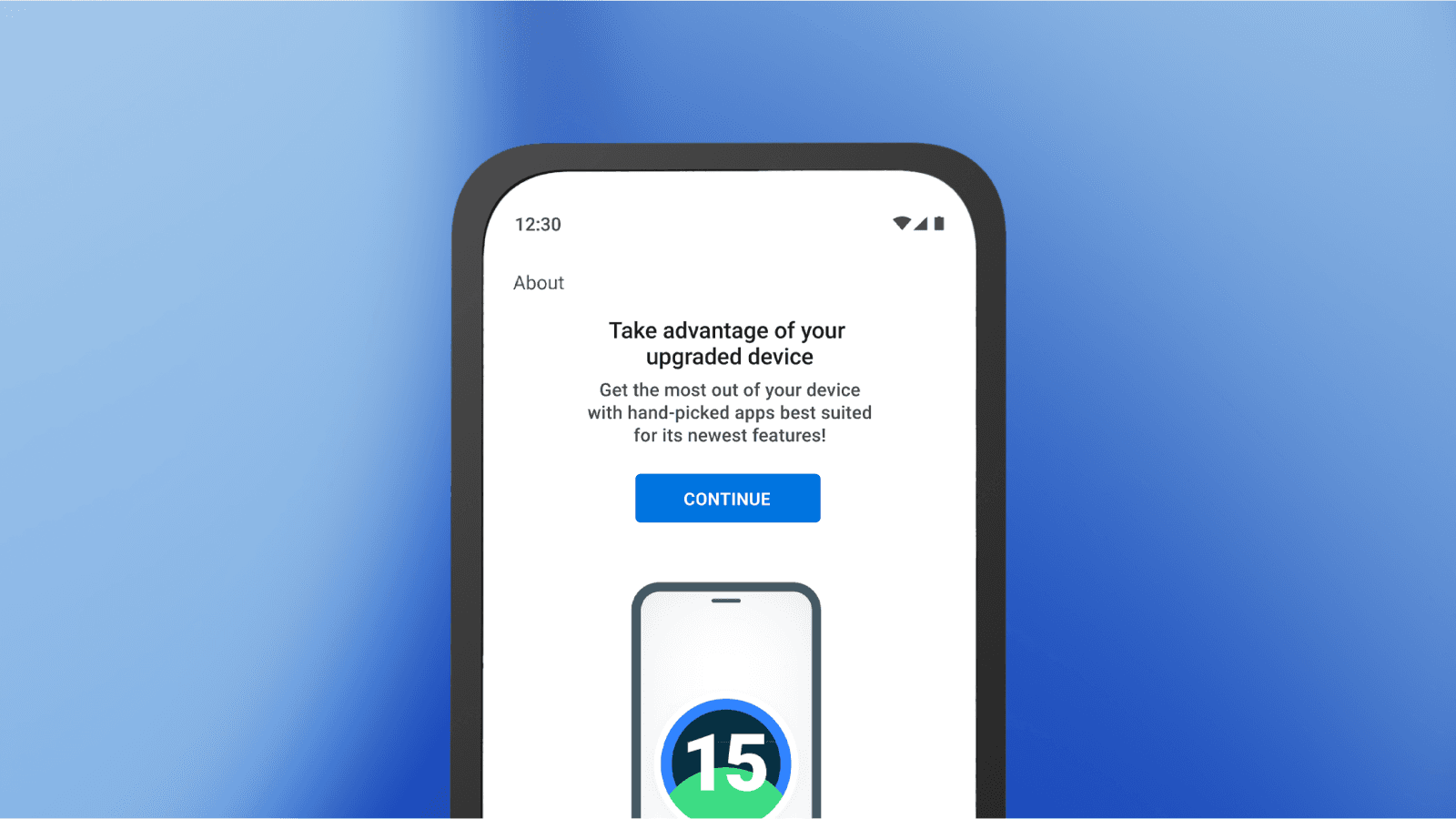 Image of upgraded device message on screen